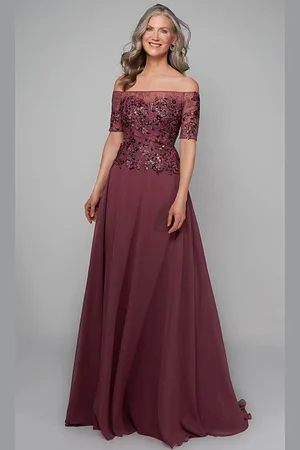 Alyce Paris 27566 - Embroidered Off-shoulder Long Dress