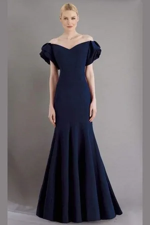 Janique 1943 Ruffled Off Shoulder Sweetheart Neck Mermaid Gown