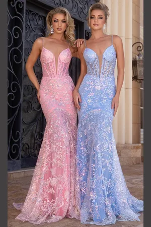 Portia and Scarlett PS25234 - See-Through Corset Embellished Prom Gown