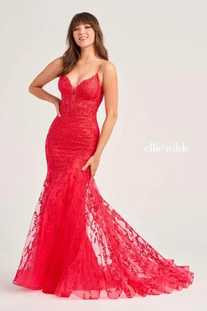 Ellie Wilde EW35010 - Embellished Lace Trumpet Prom Dress