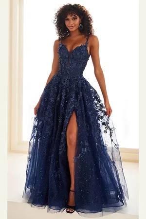 Ellie Wilde EW36208 - 3D Floral Plunging Neckline Prom Gown