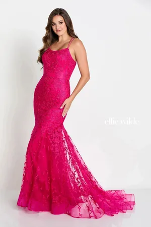 Ellie Wilde EW122032 - Embroidered Lace Prom Gown