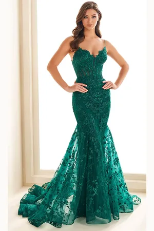 Ellie Wilde EW36008 - Plunging Neckline Trumpet Prom Dress