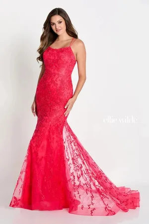 Ellie Wilde EW122032 - Embroidered Lace Prom Gown