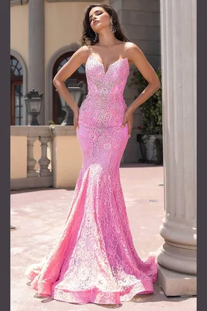 Portia and Scarlett PS25168 - Sexy V-Neck Beaded Lace Prom Gown