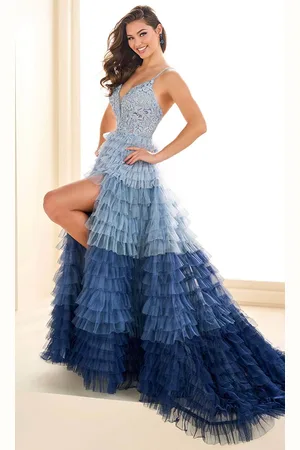 Ellie Wilde EW36097 - Beaded Plunging V-Neck Prom Gown