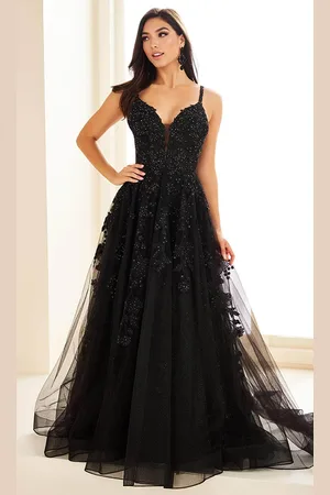 Ellie Wilde EW36015 - Floral Embroidered Plunging Neck Prom Dress