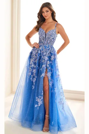 Ellie Wilde EW36208 - 3D Floral Plunging Neckline Prom Gown