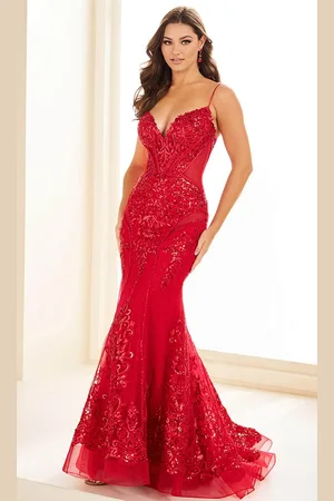 Ellie Wilde EW36006 - Sequin Appliqued Illusion Cutout Prom Gown
