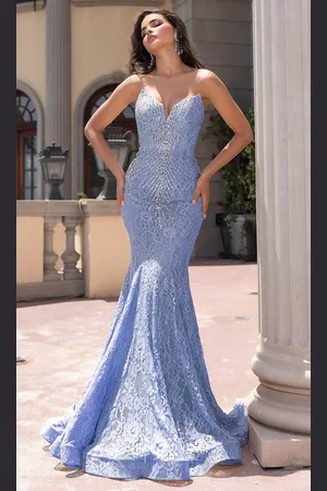 Portia and Scarlett PS25168 - Sexy V-Neck Beaded Lace Prom Gown