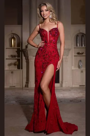 Portia and Scarlett PS25278 - Beaded Lace Up Prom Dress