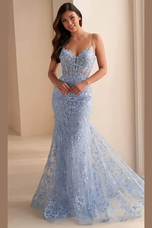 Ellie Wilde EW36008 - Plunging Neckline Trumpet Prom Dress