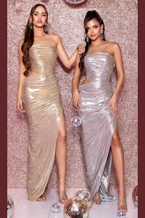 Portia and Scarlett PS25216 - Ruched Metallic Prom Dress