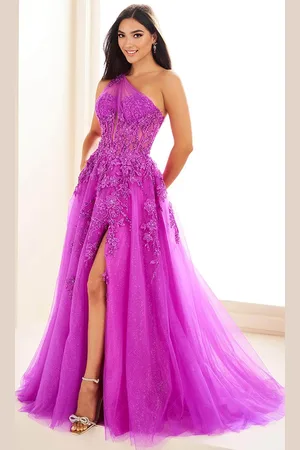 Ellie Wilde EW36207 - One Shoulder Floral Embroidered Prom Gown