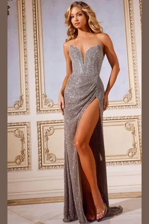 JOVANI 43921 - Bead Embellished Sheath Prom Dress