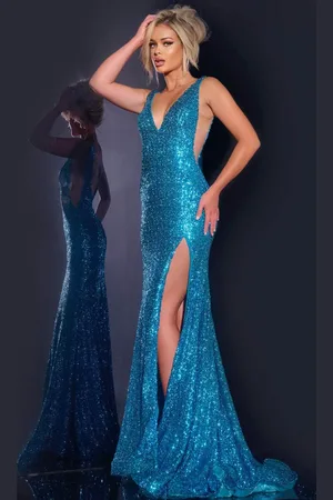 JOVANI 43725 - Glittering V-Neck Prom Dress