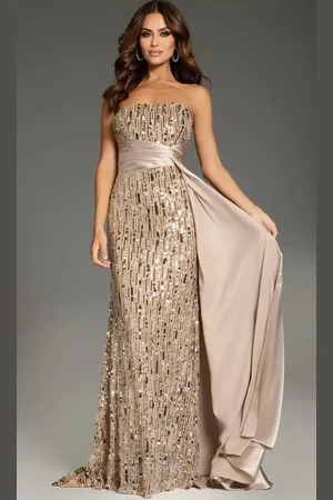 JOVANI 42427 - Sequin Embellished Strapless Evening Gown