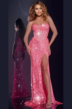 JOVANI 43334 - Corset Bodice Sequin Embellished Prom Gown