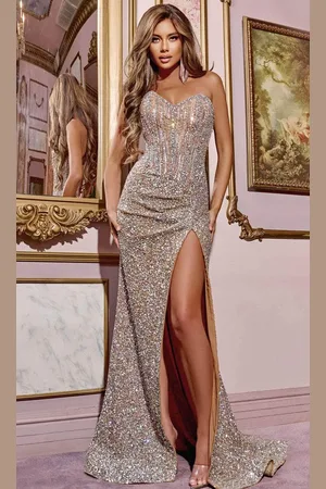 JOVANI D5705 - Rhinestone Fitted Bodice Prom Gown