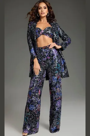 JOVANI 25750 - Blazer Spaghetti Strap Pant Suit