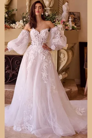 Andrea and Leo WL018 - Puff Sleeve Applique Bridal Gown