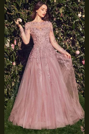 Andrea and Leo MA108 - Illusion Long Sleeve Evening Gown