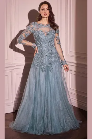 Andrea and Leo MA108 - Illusion Long Sleeve Evening Gown
