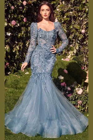 Andrea and Leo MA101 - Appliqued Mermaid Evening Gown