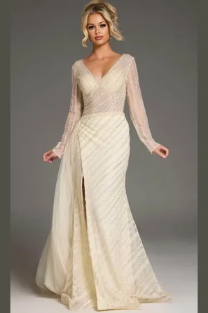 JOVANI 38581 - Long Sleeve Lace Prom Gown