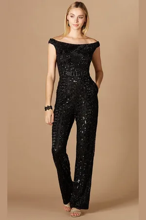 Lara Dresses 29323 - Glimmering Off Shoulder Jumpsuit