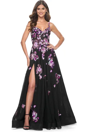 La Femme 32030 - Sequin Floral Embroidered A-Line Prom Gown
