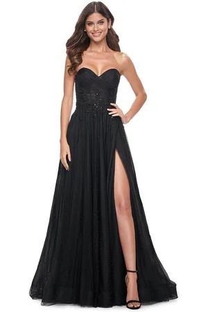 La Femme 32005 - Ruched Illusion Strapless Prom Gown