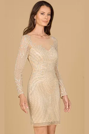Lara Dresses 29061 - Beaded Long Sleeve Cocktail Dress