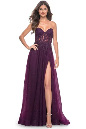 La Femme 32253 - Embroidered Strapless A-Line Prom Gown