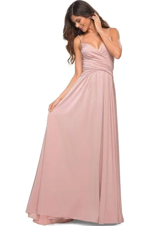 La Femme 30571 Spaghetti Strap Cross Bodice Gown