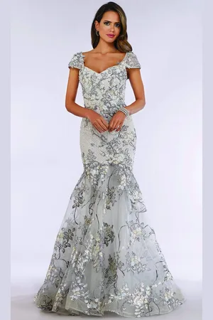 Lara Dresses 29642 Short Sleeve Beaded Lace Mermaid Dress