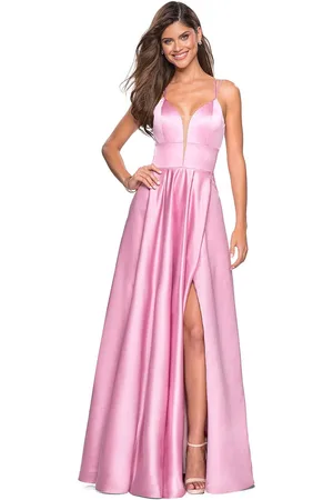 La Femme 26994 Sexy Strappy Back Satin A-Line Evening Gown