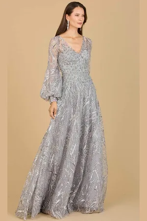 Lara Dresses 29198 - Bishop Sleeve Lace Evening Gown