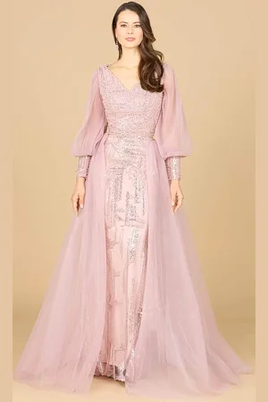 Lara Dresses 29158 - V-Neck Long Sleeve Evening Gown