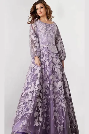 JOVANI 23919 - Bateau Neck Long Sleeve Prom Dress