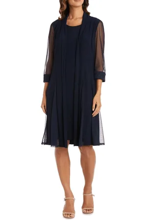 R & M Richards 3221 - Sheer Quarter Sleeve Evening Dress