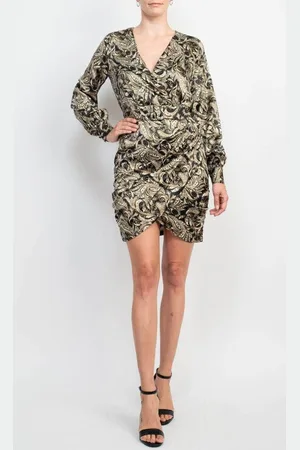 LAUNDRY HU05D26 - Bishop Sleeve Printed Cocktail Dress