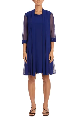 R & M Richards 3221 - Sheer Quarter Sleeve Evening Dress