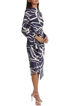 Donna Morgan D8441M - Tie Waist Marble Print Dress