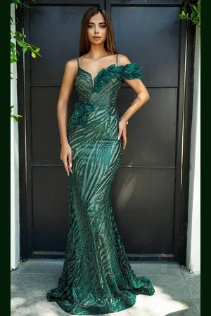Portia and Scarlett PS24517E - Leaf Appliqued Sheath Evening Gown