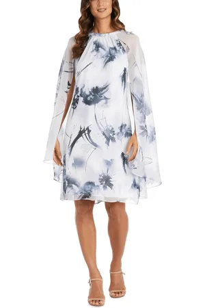 R & M Richards 9239 - Floral Printed Capelet Formal Dress