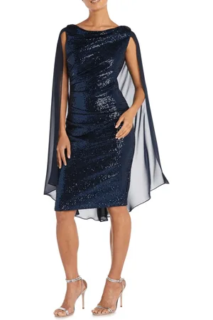 R & M Richards 7670 - Chiffon Cape Short Dress