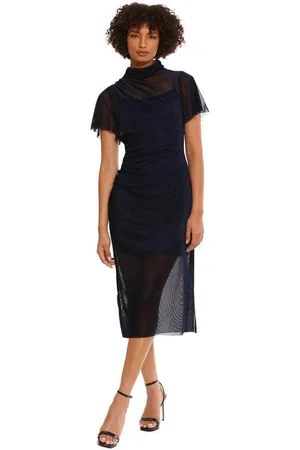 Donna Morgan D9159M - Ruched Illusion High Neck Evening Dress
