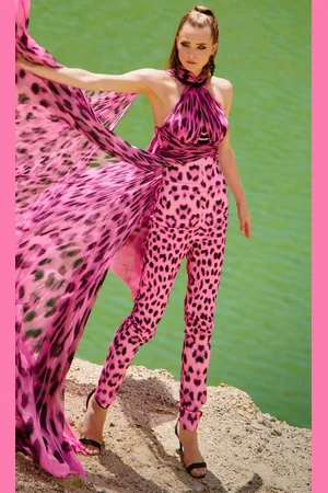 MNM Couture 2750 - High Halter Printed Jumpsuit