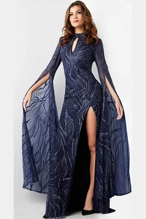 JOVANI 26092 - Embellished Long Sleeve Prom Gown